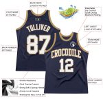 Custom Navy White Old Gold Basketball Jersey - Authentic Throwback Style Custom Navy White-Old Gold Authentic Throwback Basketball