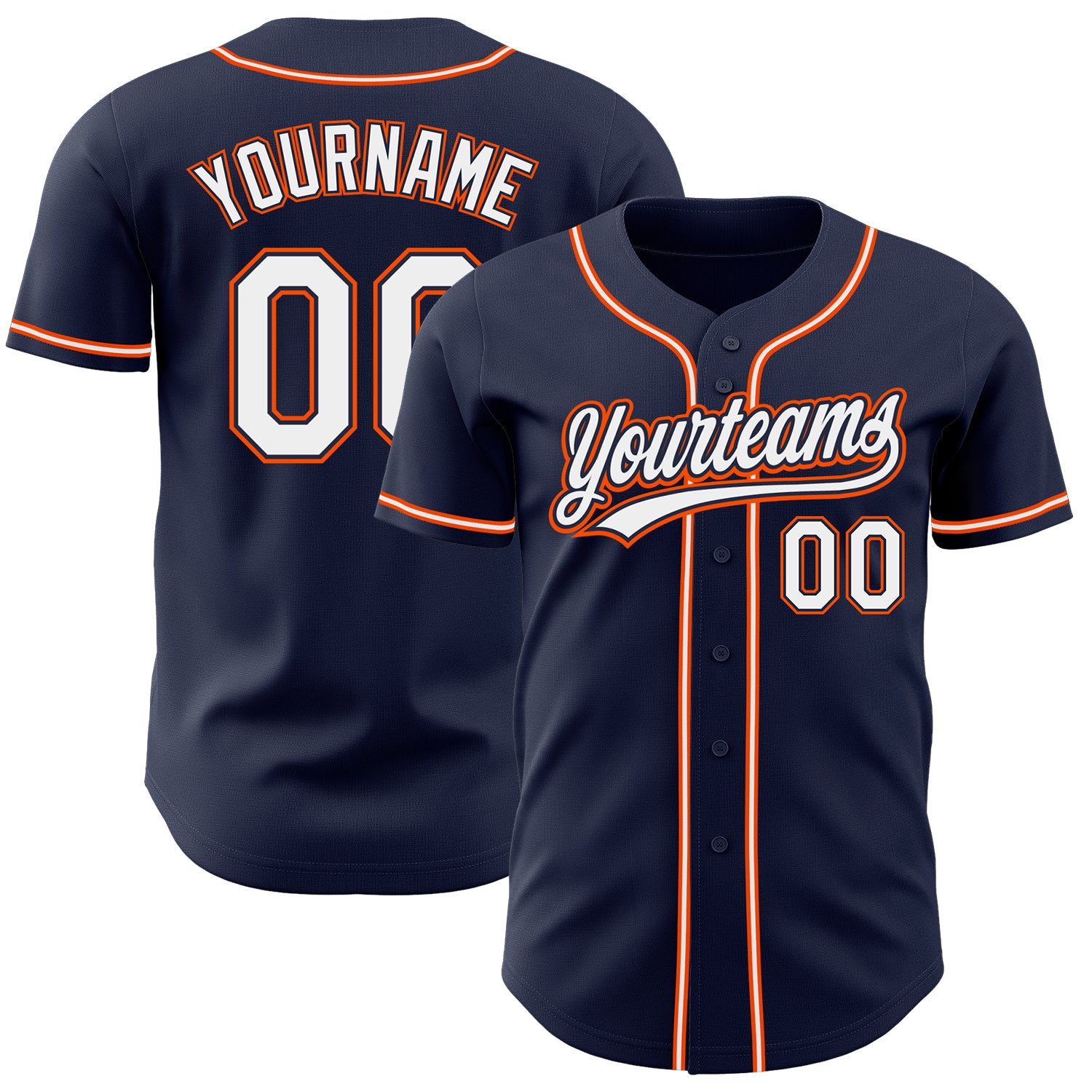 Custom Navy White Orange Baseball Jersey - Authentic Team Apparel for Fans Custom Navy White-Orange Authentic Baseball Jersey
