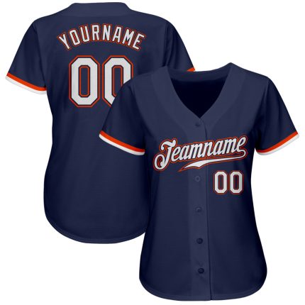 Custom Baseball Jersey Navy White Orange Authentic Style 9284 Custom Navy White-Orange Authentic Baseball Jersey Style 9284
