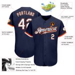Custom Baseball Jersey Navy White Orange Authentic Style 9284 Custom Navy White-Orange Authentic Baseball Jersey Style 9284