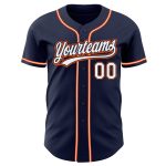 Custom Navy White Orange Baseball Jersey - Authentic Team Apparel for Fans Custom Navy White-Orange Authentic Baseball Jersey