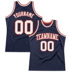 Navy Orange Custom Authentic Basketball Jersey Throwback Style Custom Navy White-Orange Authentic Throwback Basketball Jersey