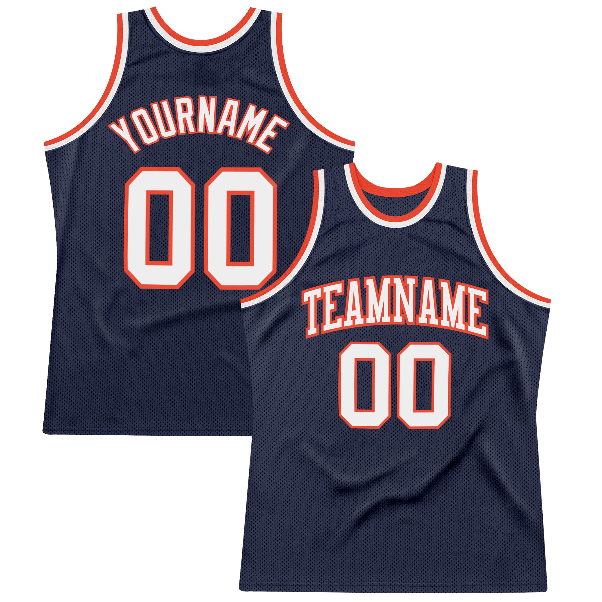 Navy Orange Custom Authentic Basketball Jersey Throwback Style Custom Navy White-Orange Authentic Throwback Basketball Jersey
