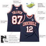 Navy Orange Custom Authentic Basketball Jersey Throwback Style Custom Navy White-Orange Authentic Throwback Basketball Jersey