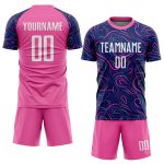 Navy White Pink Soccer Jersey Custom Sublimation Uniform for Team Sports Custom Navy White-Pink Sublimation Soccer Uniform