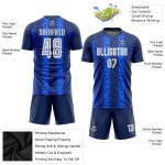 Navy White-Royal Sublimation Soccer Uniform Jersey Custom Design Custom Navy White-Royal Away Sublimation Soccer Uniform