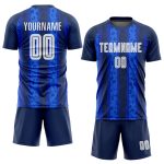 Navy White-Royal Sublimation Soccer Uniform Jersey Custom Design Custom Navy White-Royal Away Sublimation Soccer Uniform