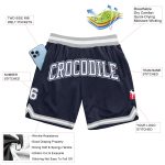 Custom Navy White-Silver Gray Basketball Shorts - Authentic Throwback Design Custom Navy White-Silver Gray Authentic Throwback