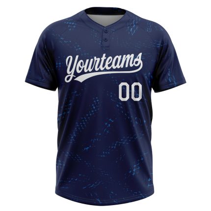 Custom Navy White Unisex Softball Jersey - Two-Button Style, Comfortable Fit Custom Navy White Two-Button Unisex Softball