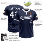 Navy White Custom Softball Jersey for Men and Women, Two-Button Style 2148 Custom Navy White Two-Button Unisex Softball Jersey