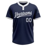 Navy White Custom Softball Jersey for Men and Women, Two-Button Style 2148 Custom Navy White Two-Button Unisex Softball Jersey