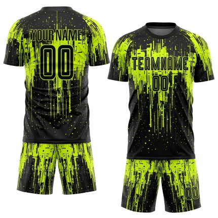 Neon Green Black Sublimation Soccer Jersey - Custom Style 3411 Uniform Custom Neon Green Black Sublimation Soccer Uniform