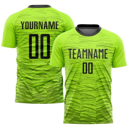 Neon Green Soccer Jersey Custom Black Sublimation Style 3875 Custom Neon Green Black Sublimation Soccer Uniform Jersey Style