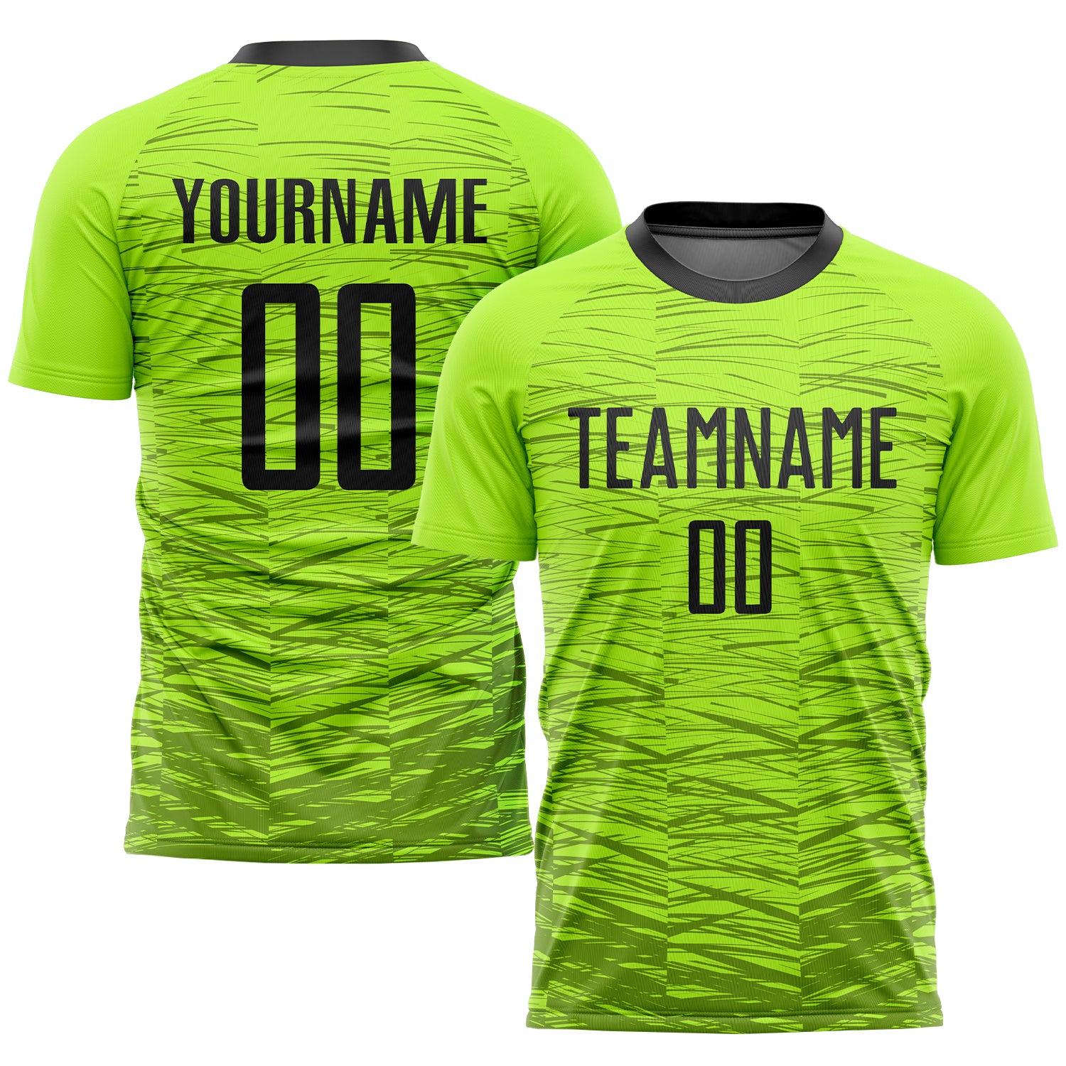 Neon Green Soccer Jersey Custom Black Sublimation Style 3875 Custom Neon Green Black Sublimation Soccer Uniform Jersey Style