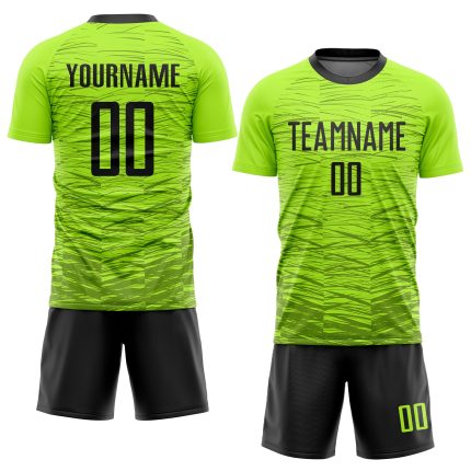 Neon Green Soccer Jersey Custom Black Sublimation Style 3875 Custom Neon Green Black Sublimation Soccer Uniform Jersey Style