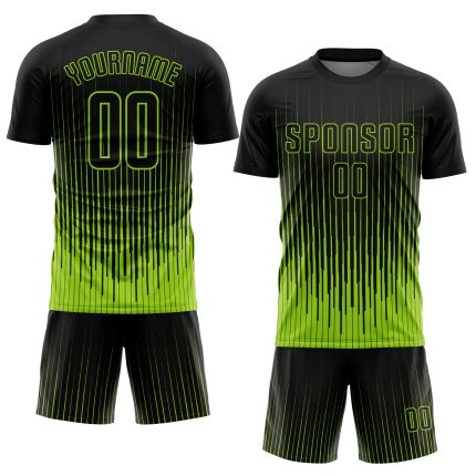 Neon Green Black Custom Soccer Uniform Jersey - Sublimation Style 4282 Custom Neon Green Black Sublimation Soccer Uniform