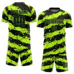 Neon Green Black Soccer Uniform Jersey Custom Sublimation Style 7074 Custom Neon Green Black Sublimation Soccer Uniform Jersey