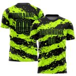 Neon Green Black Soccer Uniform Jersey Custom Sublimation Style 7074 Custom Neon Green Black Sublimation Soccer Uniform Jersey