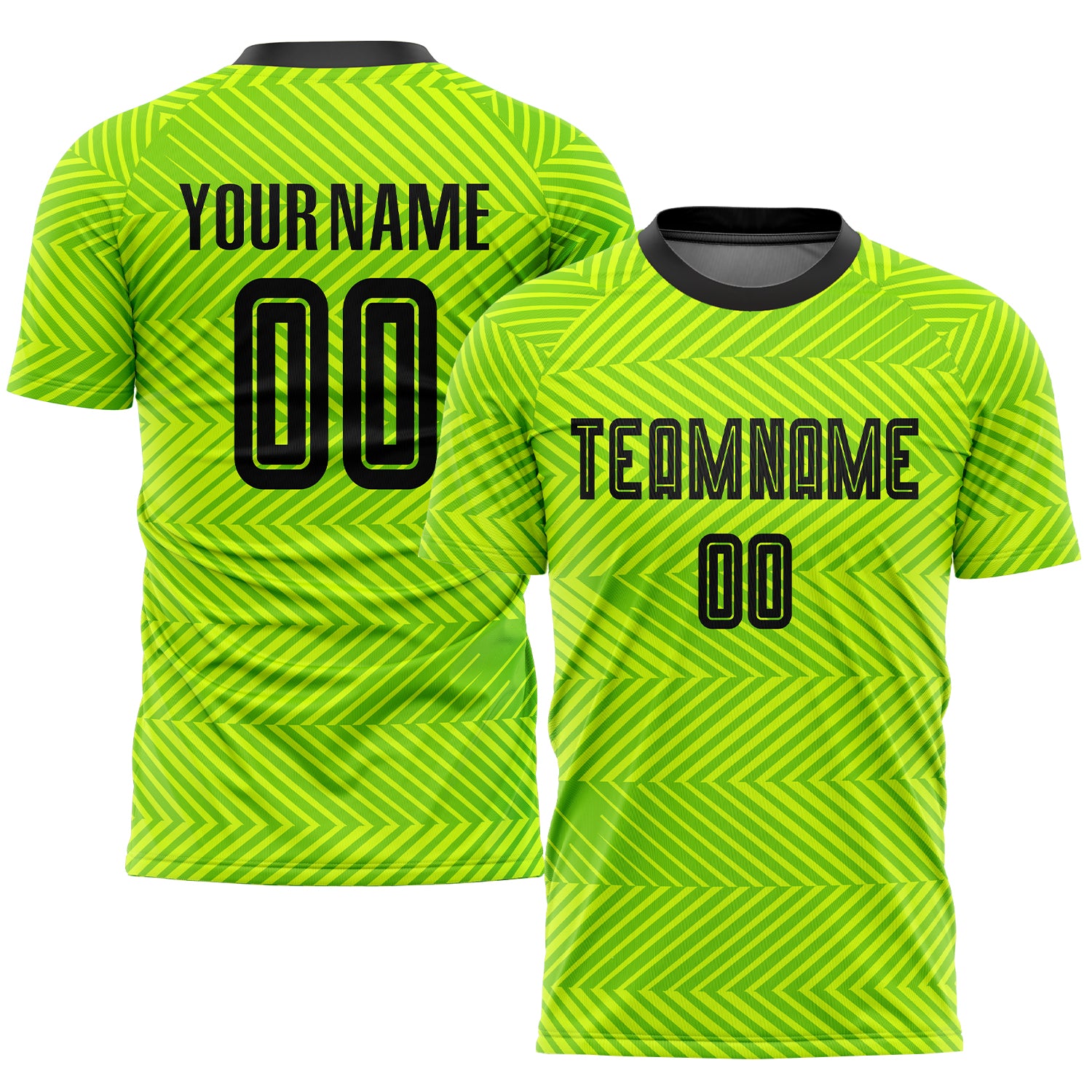 Neon Green Black Custom Soccer Jersey Sublimation Uniform Style 7431 Custom Neon Green Black Sublimation Soccer Uniform Jersey