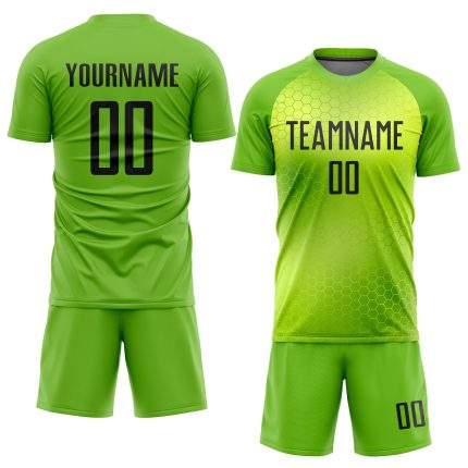 Custom Neon Green Black Sublimation Soccer Jersey Uniform - Style 8693 Custom Neon Green Black Sublimation Soccer Uniform