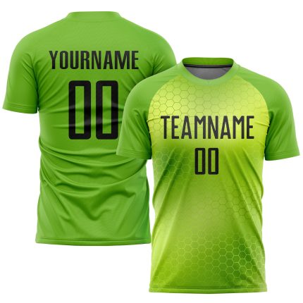 Custom Neon Green Black Sublimation Soccer Jersey Uniform - Style 8693 Custom Neon Green Black Sublimation Soccer Uniform