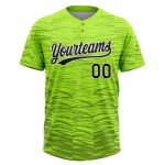 Neon Green Black White Custom Two-Button Unisex Softball Jersey Custom Neon Green Black-White Two-Button Unisex Softball
