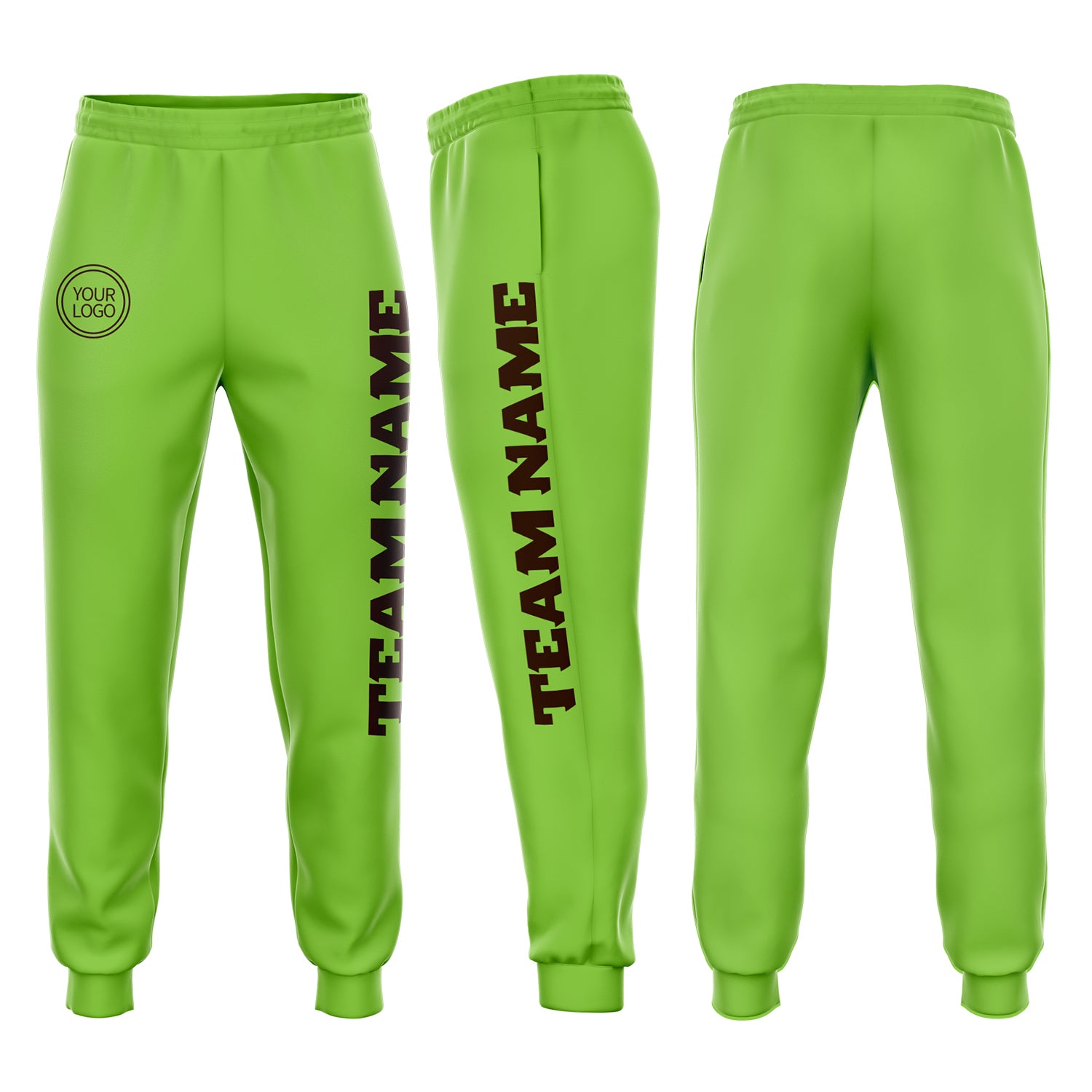 Neon Green Brown Fleece Joggers for Men and Women - Comfortable Sweatpants Custom Neon Green Brown Fleece Jogger Sweatpants
