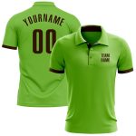 Neon Green Brown Performance Golf Polo Shirt for Men - Custom Design Custom Neon Green Brown Performance Golf Polo Shirt