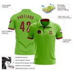 Neon Green Crimson Performance Golf Polo Shirt - Custom Design for Comfort Custom Neon Green Crimson Performance Golf Polo