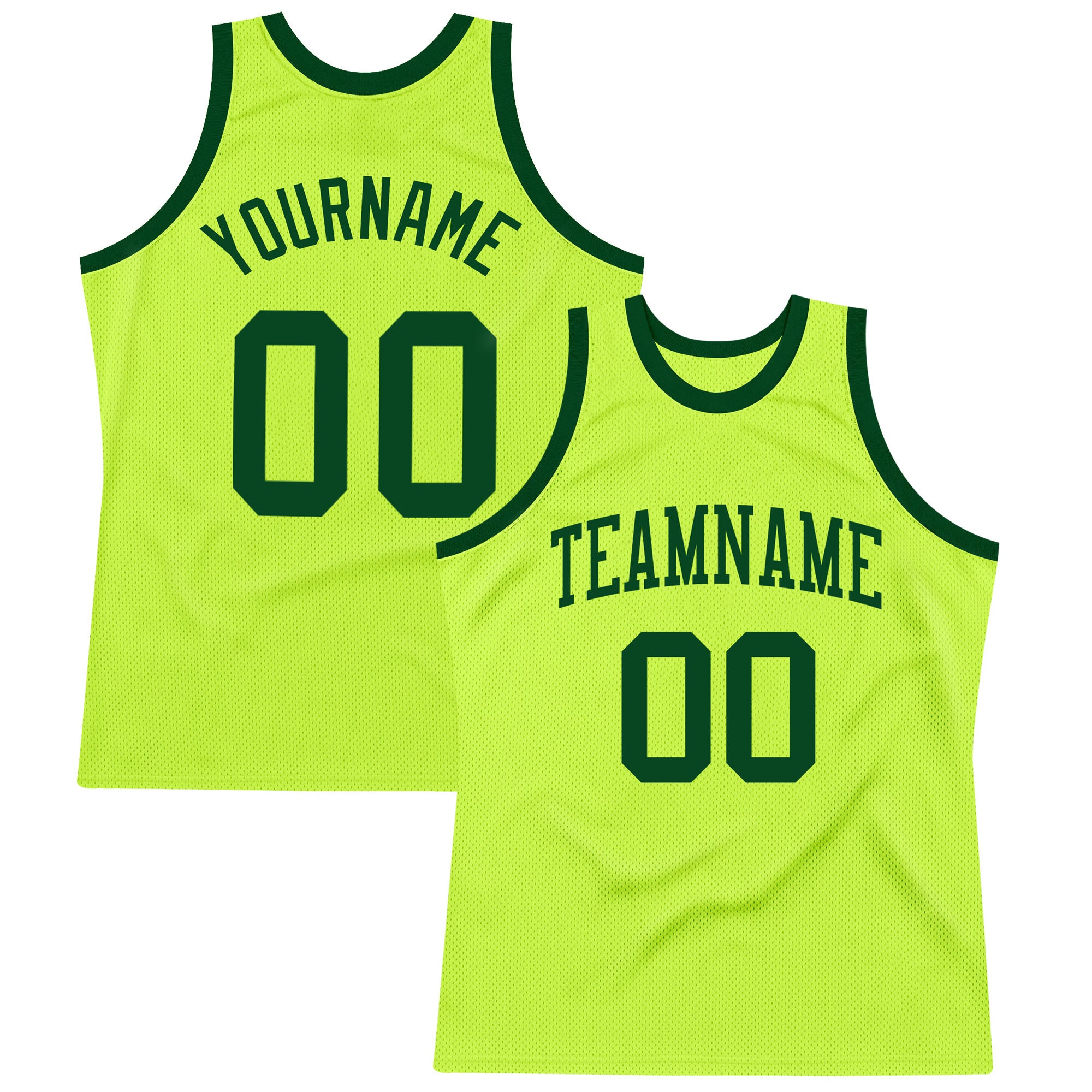 Custom Neon Green Authentic Basketball Jersey - Retro Throwback Style Custom Neon Green Green Authentic Throwback Basketball