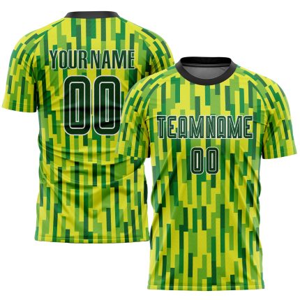 Neon Green Gold Sublimation Soccer Jersey - Custom Team Uniform Custom Neon Green Green-Gold Sublimation Soccer Uniform Jersey