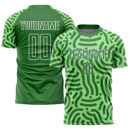 Neon Green Soccer Jersey Custom Sublimation Kelly Green-White Uniform Custom Neon Green Kelly Green-White Sublimation Soccer