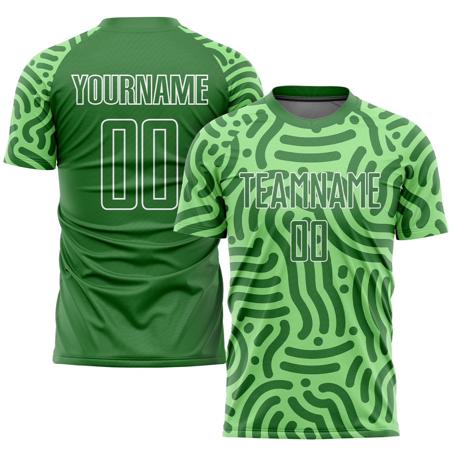 Neon Green Soccer Jersey Custom Sublimation Kelly Green-White Uniform Custom Neon Green Kelly Green-White Sublimation Soccer