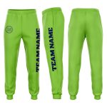 Neon Green Navy Fleece Jogger Sweatpants for Men and Women - Custom Comfort Fit Custom Neon Green Navy Fleece Jogger Sweatpants