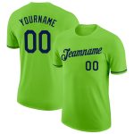 Neon Green Navy Performance T-Shirt for Custom Printing, Activewear, Sports Apparel Custom Neon Green Navy Performance T-Shirt