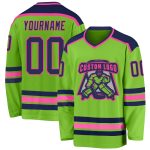 Custom Neon Green Navy Pink Hockey Jersey for Unique Sports Apparel Custom Neon Green Navy-Pink Hockey Jersey