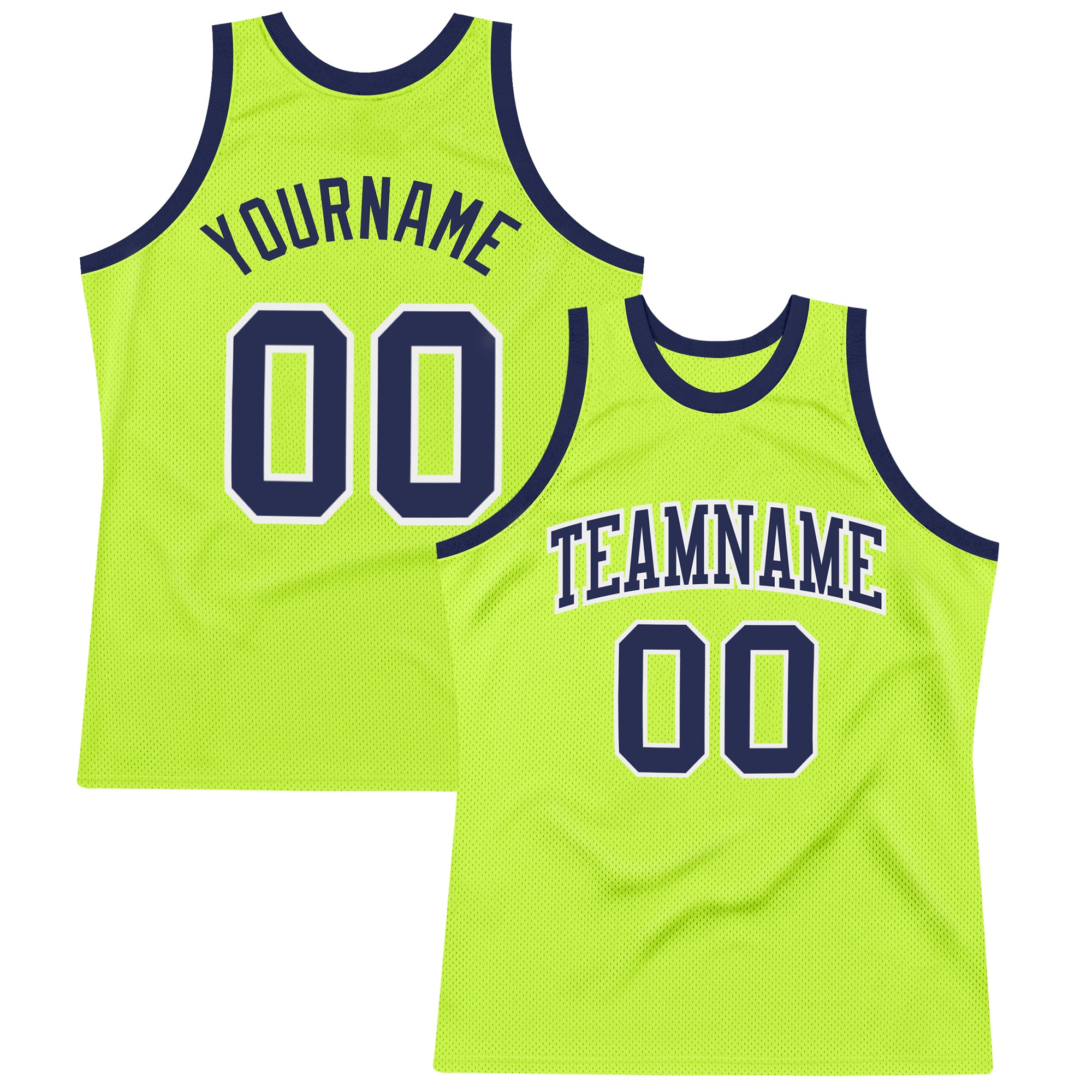 Custom Neon Green Basketball Jersey - Navy White Authentic Throwback Custom Neon Green Navy-White Authentic Throwback Basketball