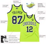 Custom Neon Green Basketball Jersey - Navy White Authentic Throwback Custom Neon Green Navy-White Authentic Throwback Basketball