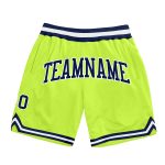 Neon Green Navy-White Basketball Shorts - Custom Authentic Throwback Style Custom Neon Green Navy-White Authentic Throwback