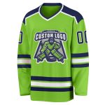 Neon Green Navy White Hockey Jersey Custom Design for Teams and Fans Custom Neon Green Navy-White Hockey Jersey