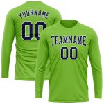 Neon Green Long Sleeve Performance T-Shirt - Navy and White Custom Design Custom Neon Green Navy-White Long Sleeve Performance