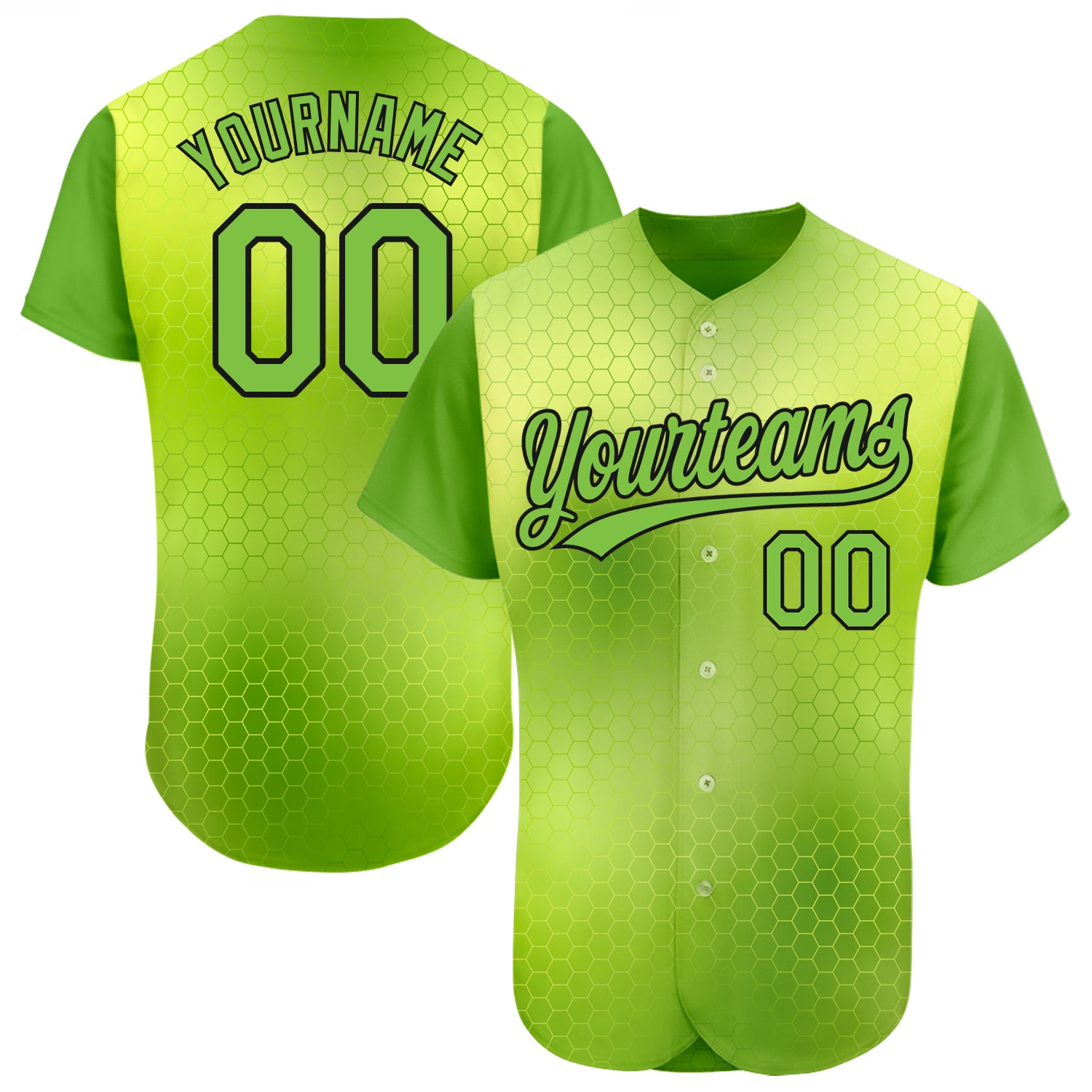 Custom Neon Green Black 3D Pattern Baseball Jersey - Authentic Design Sports Apparel Custom Neon Green Neon Green-Black 3D