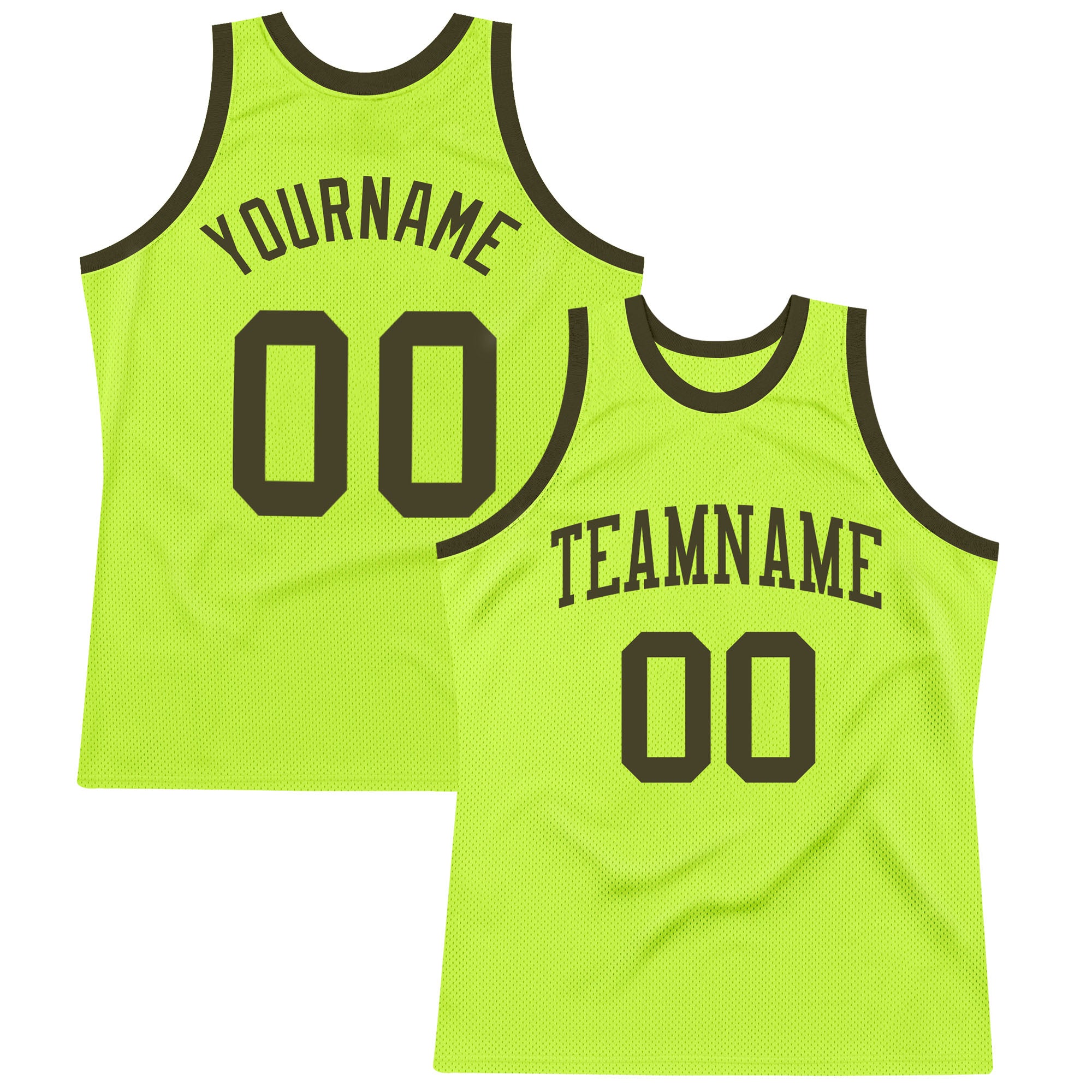 Authentic Throwback Basketball Jersey - Custom Neon Green Olive Design Custom Neon Green Olive Authentic Throwback Basketball