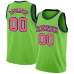 Authentic Custom Basketball Jersey in Neon Green Pink Navy Custom Neon Green Pink-Navy Authentic Basketball Jersey