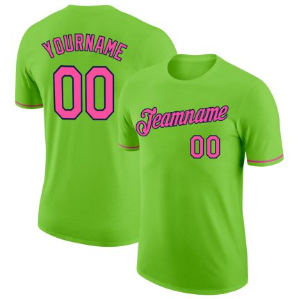 Neon Green and Pink-Navy Performance T-Shirt - Custom Sports Tee for Active Lifestyle Custom Neon Green Pink-Navy Performance