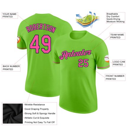 Neon Green and Pink-Navy Performance T-Shirt - Custom Sports Tee for Active Lifestyle Custom Neon Green Pink-Navy Performance