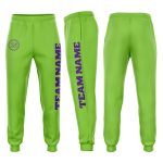 Neon Green and Purple Fleece Jogger Pants for Men and Women, Comfortable Casual Wear Custom Neon Green Purple Fleece Jogger