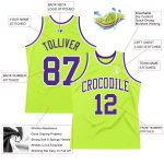 Neon Green Purple White Throwback Basketball Jersey - Custom Authentic Sportswear Custom Neon Green Purple-White Authentic