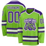 Neon Green Purple White Custom Hockey Jersey - Personalized Sports Apparel Custom Neon Green Purple-White Hockey Jersey