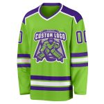 Neon Green Purple White Custom Hockey Jersey - Personalized Sports Apparel Custom Neon Green Purple-White Hockey Jersey